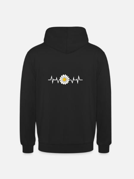 Flower Daisy Heartbeat - Unisex Hoodie - black