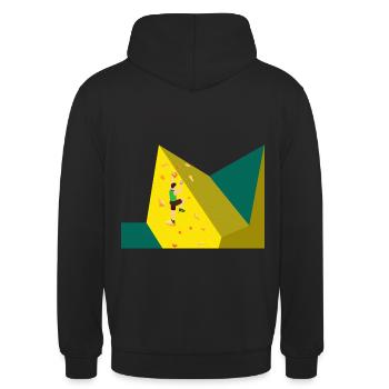 Klettern, bouldern, Sportklettern, Kletterwand - Unisex Hoodie - Schwarz - Hinten - Michal (187cm)
