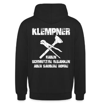 Klempner haben saubere Rohre - Unisex Hoodie - Schwarz - Hinten - Michal (187cm)