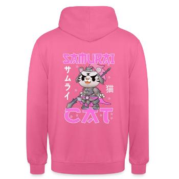 Samurai Cat japan cat anime - Unisex Hoodie - Pink - Hinten - Michal (187cm)