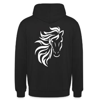 Tribal Pferd mit wehender Mähne wild Pony - Unisex Hoodie - Schwarz - Hinten - Michal (187cm)