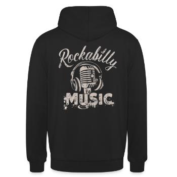 Rockabilly Music Old School Mikrofon Vintage Retro - Unisex Hoodie - Schwarz - Hinten - Michal (187cm)