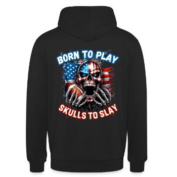 American Flag Skull Football Design - Unisex Hoodie - black - Back - Michal (187cm)