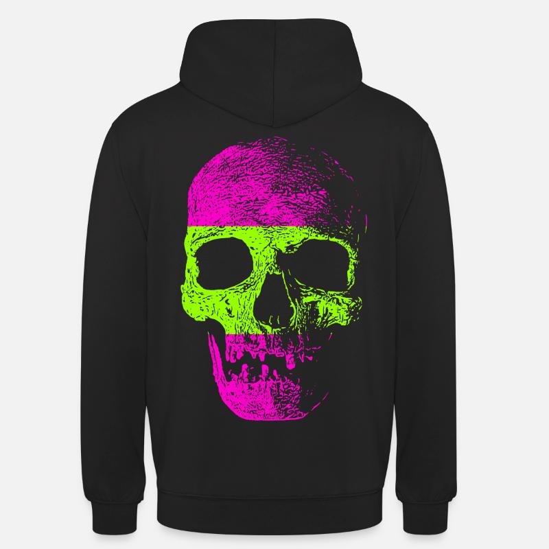 Crâne rétro néon - Sweat-shirt à capuche unisexe - noir