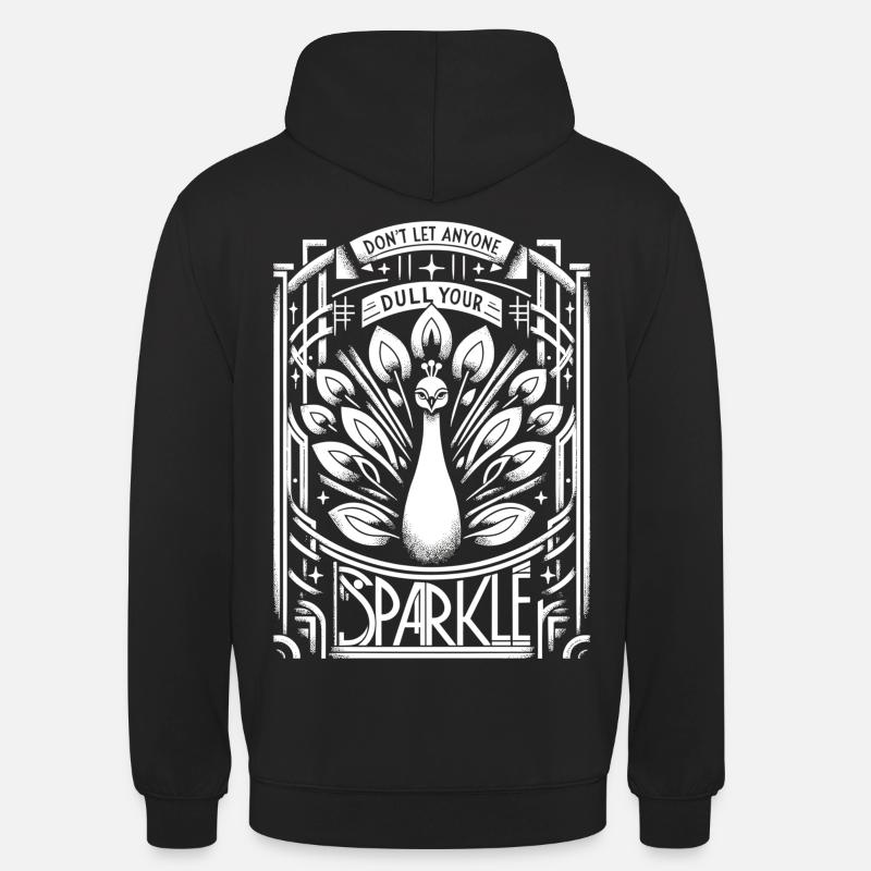 Chef-d’œuvre Art déco : Paon blanc - Sweat-shirt à capuche unisexe - noir