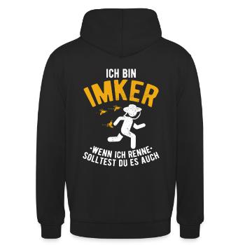 Vintage Ich Bin Imker - Wenn Ich Renne Imker - Unisex Hoodie - Schwarz - Hinten - Michal (187cm)