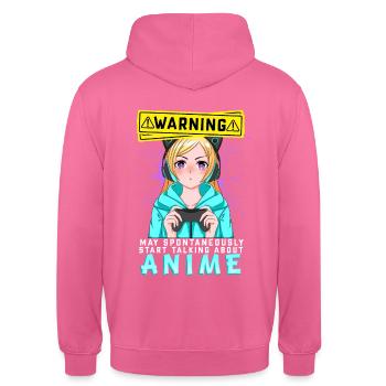 ANIMEGIRL4WARNINGMAYSPONTANEOUSLYSTARTALKINGANIME - Unisex Hoodie - Pink - Hinten - Michal (187cm)