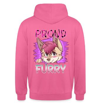 Proud Furry I Furries Cosplay Fandom - Unisex Hoodie - Pink - Hinten - Michal (187cm)