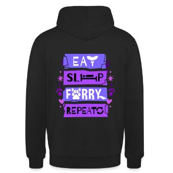 Eat Sleep Furry Repeat I Furries Fandom Cosplay - Unisex Hoodie - Schwarz - Hinten - Michal (187cm)