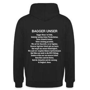 Bagger Baggerfahrer Baggerführer Geschenk Gebet - Unisex Hoodie - Schwarz - Hinten - Michal (187cm)