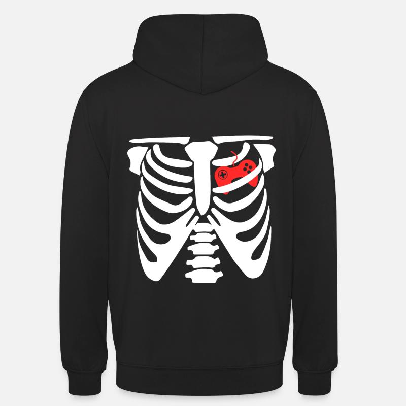 Skeleton gamer gaming controller - Unisex Hoodie - black