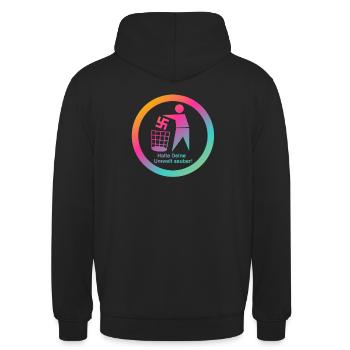 Gegen Nazis - FCK NZS - Gegen Rechts - AFD - Unisex Hoodie - Schwarz - Hinten - Michal (187cm)