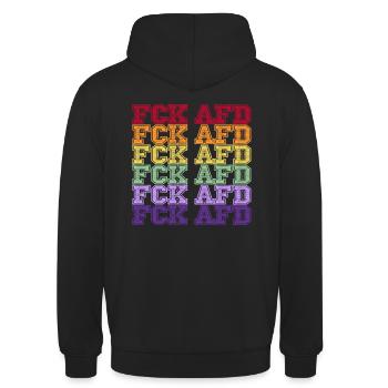 Gegen Nazis - FCK AFD - Gegen Rechts - Unisex Hoodie - Schwarz - Hinten - Michal (187cm)