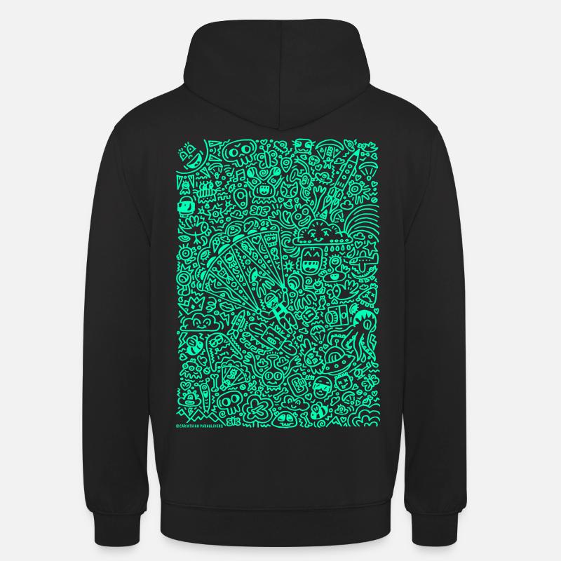 Doodle Paragliders menthe - Sweat-shirt à capuche unisexe - noir