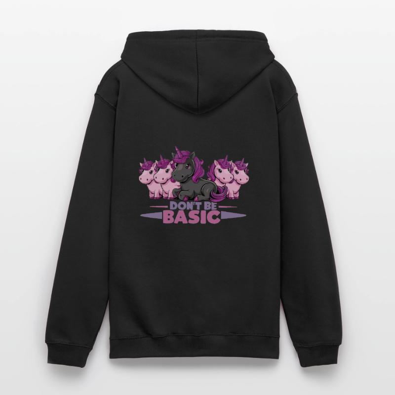 Don´t be basic! Sei anders! Schwarzes Einhorn Unisex Hoodie
