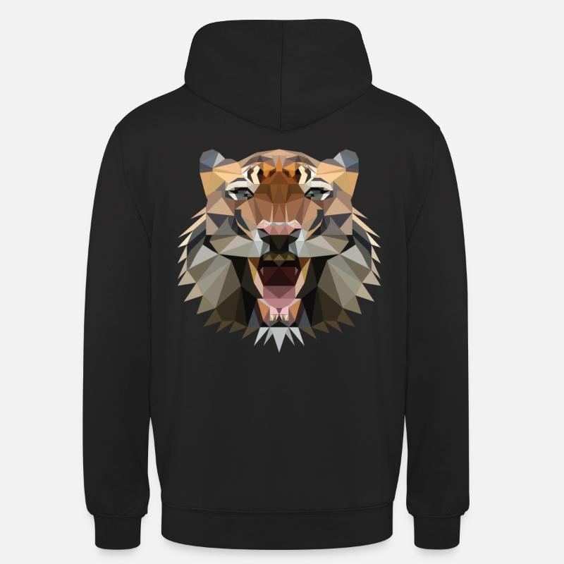 Tiger Polygon Geometric - Cat - Unisex Hoodie - black