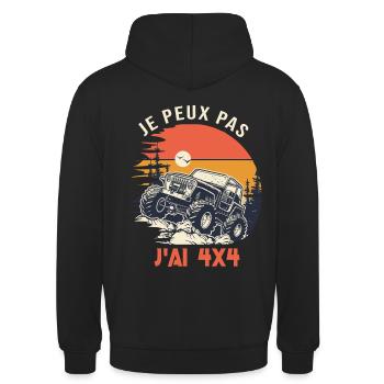 4x4 je peux pas j ai 4X4 humour 4X4 - Sweat-shirt à capuche unisexe - noir - Dos - Michal (187cm)