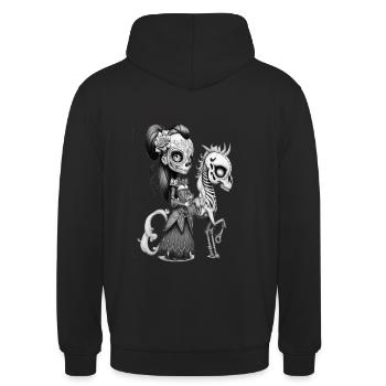 Gothic Manga Doll Anime Darkness Wednesday - Unisex Hoodie - Schwarz - Hinten - Michal (187cm)