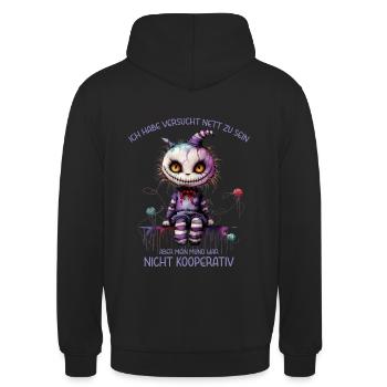Ich habe versucht nett zu sein. Freche Sprüche - Unisex Hoodie - Schwarz - Hinten - Michal (187cm)