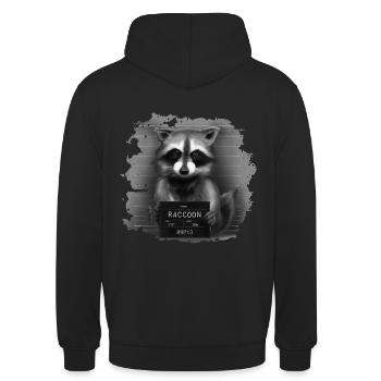 Waschbär (Raccoon) - Unisex Hoodie - Schwarz - Hinten - Michal (187cm)