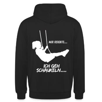 MIR REICHTS ich geh schaukeln - Unisex Hoodie - Schwarz - Hinten - Michal (187cm)