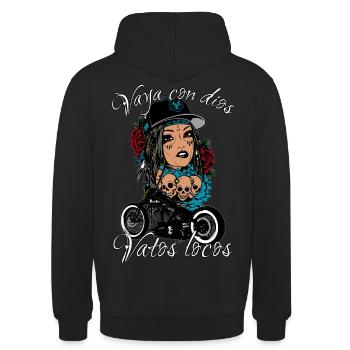 Vaya con dios vatos locos - Unisex Hoodie - Schwarz - Hinten - Michal (187cm)