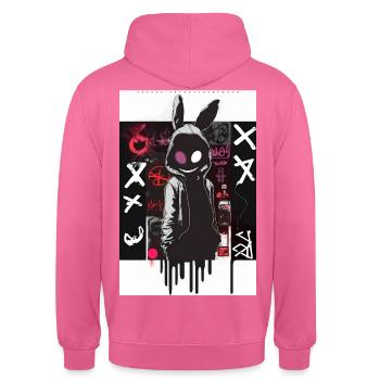 Bunny Graffiti Design by ART8NS Art ON Streetwear - Unisex Hoodie - Pink - Hinten - Michal (187cm)