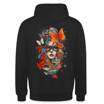 one of a kind, flowers and women - Unisex Hoodie - black - Back - Michal (187cm)