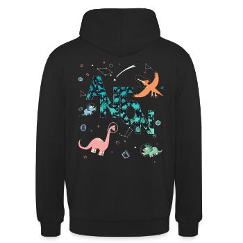 ANTON - Beau prénom de garçon avec dinosaure - Sweat-shirt à capuche unisexe - noir - Dos - Michal (187cm)