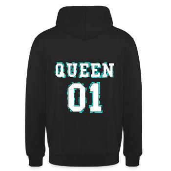 King - Queen Couple Design - Unisex Hoodie - black - Back - Michal (187cm)