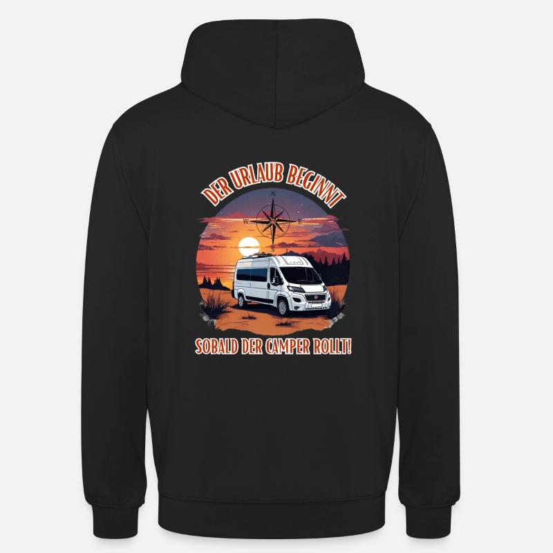 Camper-Der Urlaub beginnt sobald der Camper rollt! - Unisex Hoodie - Schwarz
