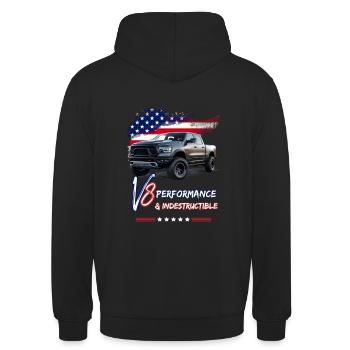 Pick Up Truck - Leistung & Unzerstörbar - Pick Up - Unisex Hoodie - Schwarz - Hinten - Michal (187cm)