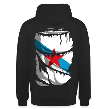 Drapeau de l’indépendance de la Galice - Sweat-shirt à capuche unisexe - noir - Dos - Michal (187cm)