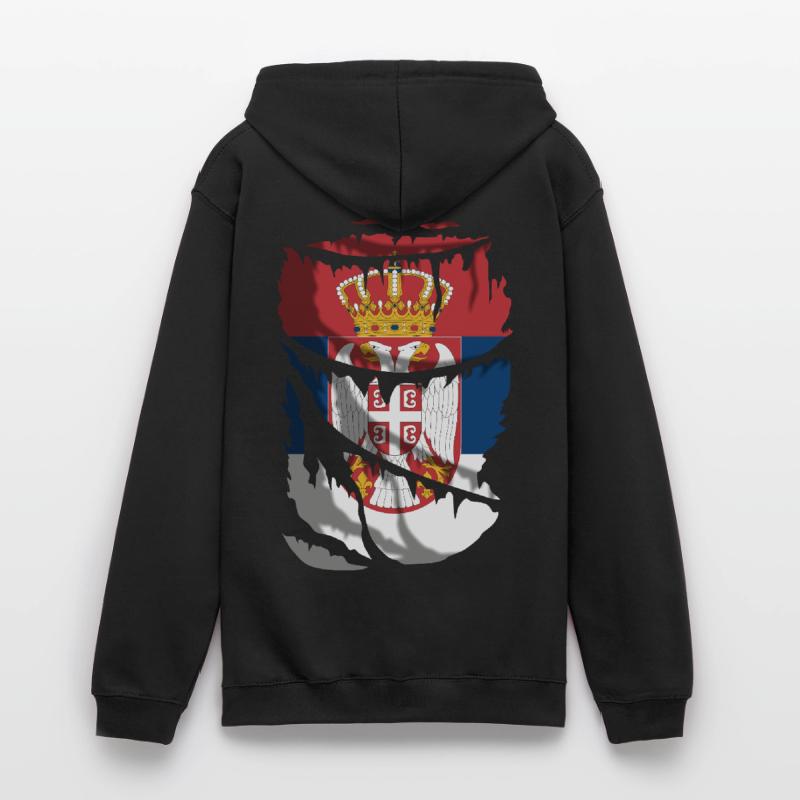 Flagge Serbiens, zerbrochener oder zerrissener Stoffeffekt Unisex Hoodie