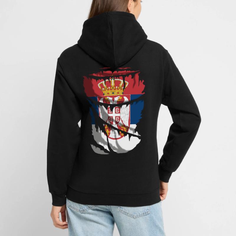 Flagge Serbiens, zerbrochener oder zerrissener Stoffeffekt Unisex Hoodie
