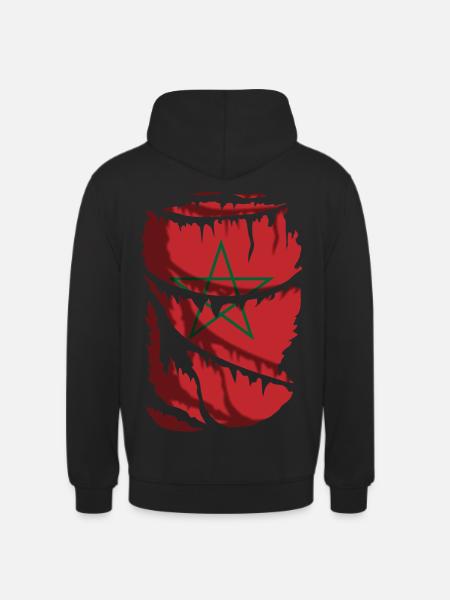 Flagge Marokkos, getragener Stoffeffekt - Unisex Hoodie - Schwarz