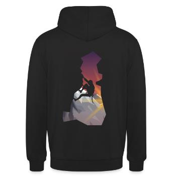 Klettern - Mann Silhouette - Unisex Hoodie - Schwarz - Hinten - Michal (187cm)