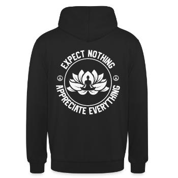 Yoga Teacher Instructor - EXPECT NOTHING APPRECIAT - Sweat-shirt à capuche unisexe - noir - Dos - Michal (187cm)