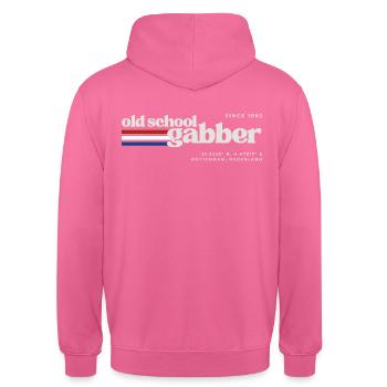 Oldschool Gabber (Early Hardcore) - Unisex Hoodie - Pink - Hinten - Michal (187cm)