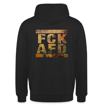 Gegen Nazis - FCK NZS - Gegen Rechts - Vintage - Unisex Hoodie - Schwarz - Hinten - Michal (187cm)