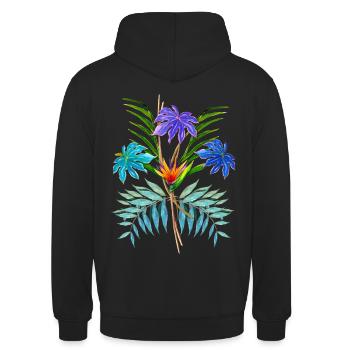 Tropischer Strauß - Unisex Hoodie - Schwarz - Hinten - Michal (187cm)