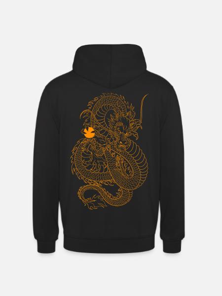 Gelber Drache - Unisex Hoodie - Schwarz