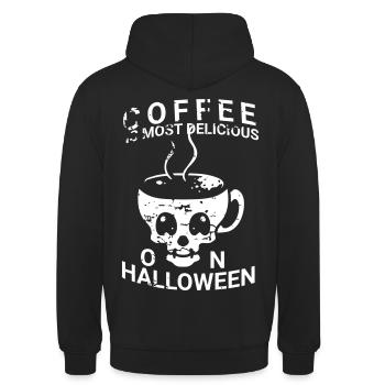 Coffee on Halloween - Unisex Hoodie - black - Back - Michal (187cm)