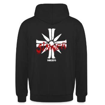 Far Cry 5 Eden's Gate Cross Backprint - Unisex Hoodie - black - Back - Michal (187cm)