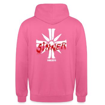 Far Cry 5 Eden's Gate Cross Backprint - Unisex Hoodie - pink - Back - Michal (187cm)