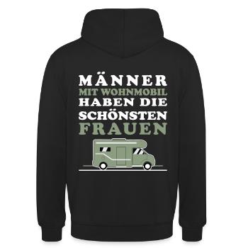 MÄNNER MIT WOHNMOBIL HABEN DIE SCHÖNSTEN FRAUEN - Unisex Hoodie - Schwarz - Hinten - Michal (187cm)