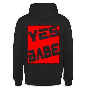 Yes Babe - Unisex Hoodie - Schwarz - Hinten - Michal (187cm)