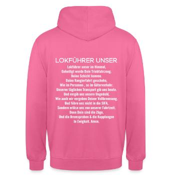 Lokführer Unser - Triebfahrzeugführer (Geschenk) - Unisex Hoodie - Pink - Hinten - Michal (187cm)