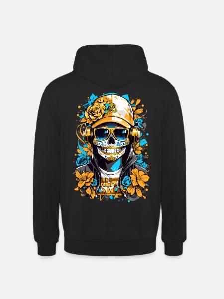 Golden Sugar Skull - Unisex Hoodie - black