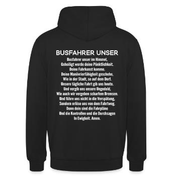 Busfahrer-Unser/Busfahrerin/Gebet/Linienbus/Bus - Unisex Hoodie - Schwarz - Hinten - Michal (187cm)